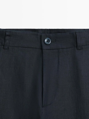 Брюки из льна с зауженным кроем- Заказать в России