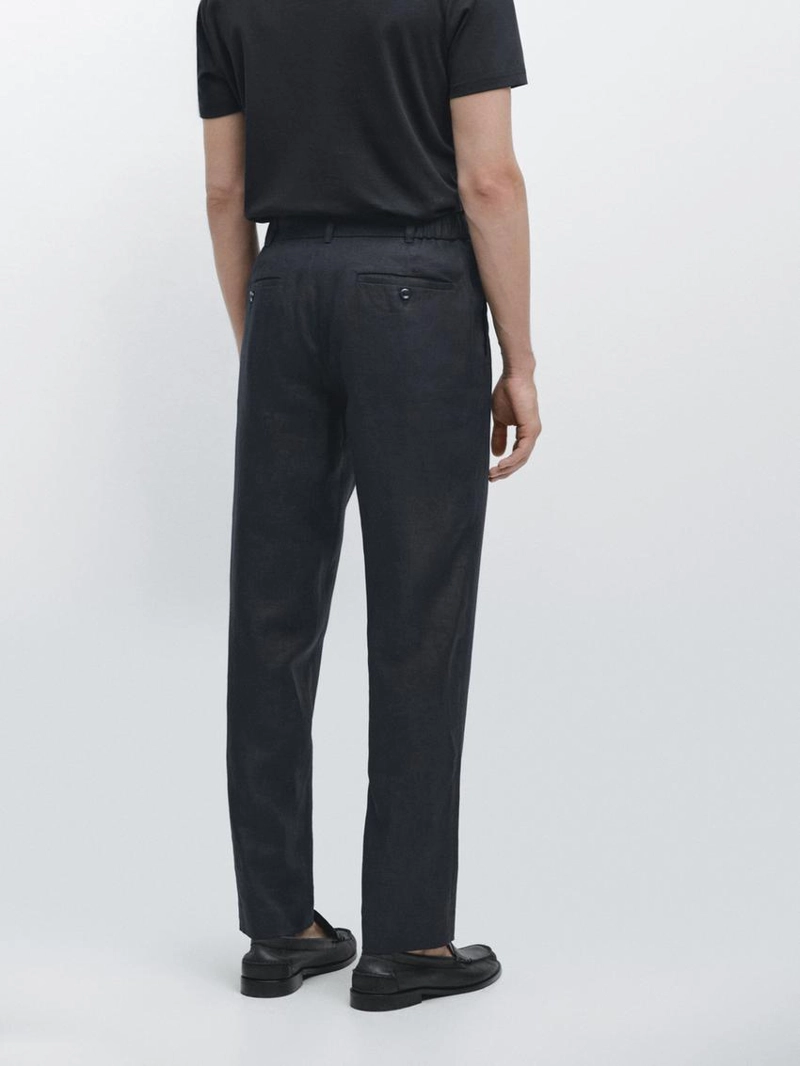 Брюки из льна с зауженным кроем