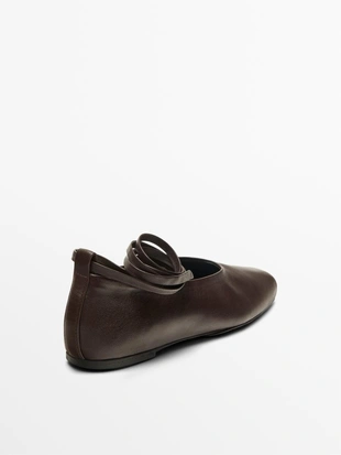 Балетки из кожи с завязками- Заказать в России