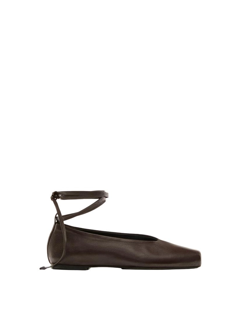 Балетки из кожи с завязками