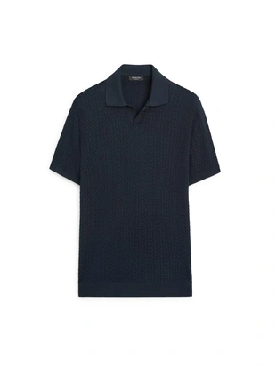 Поло с v-образным вырезом и косым плетением- Заказать в России