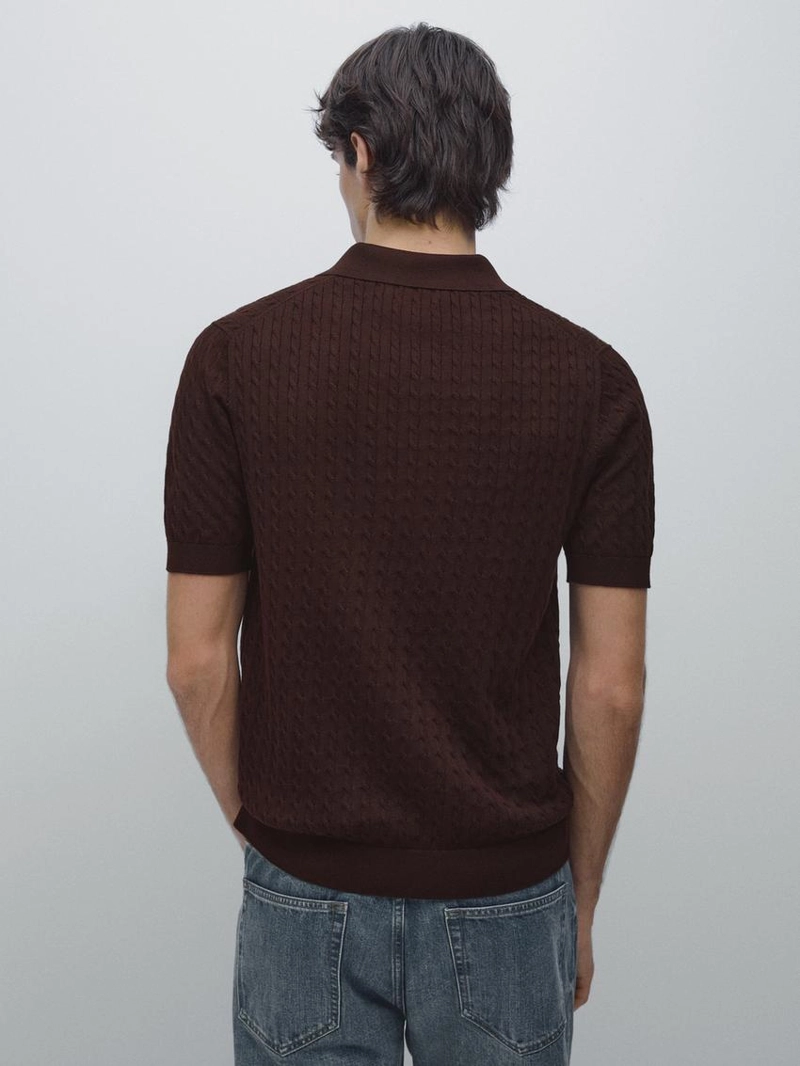 Поло из ажурного трикотажа из 100% хлопка