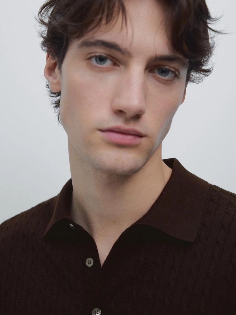 Поло из ажурного трикотажа из 100% хлопка