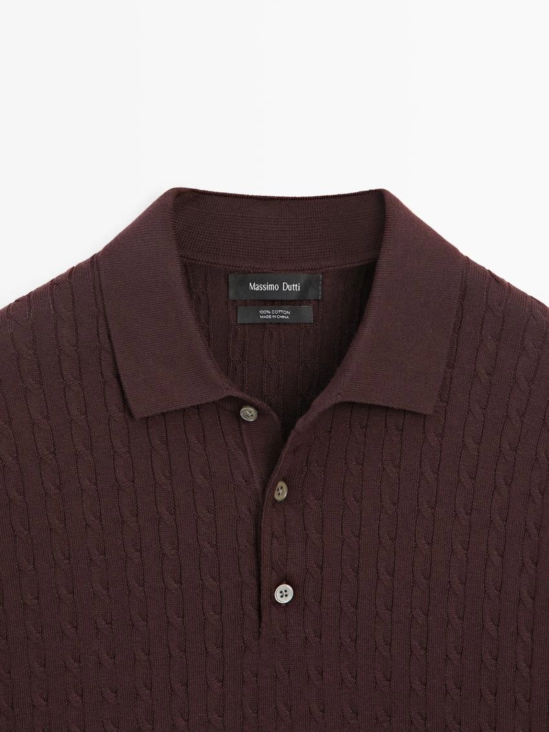 Поло из ажурного трикотажа из 100% хлопка