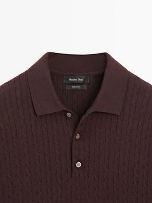 Поло из ажурного трикотажа из 100% хлопка- Заказать в России