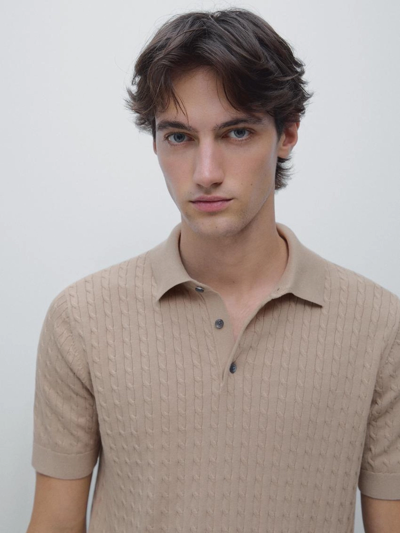 Поло с крупной вязкой из 100% хлопка