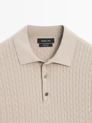 Поло с крупной вязкой из 100% хлопка- Заказать в России