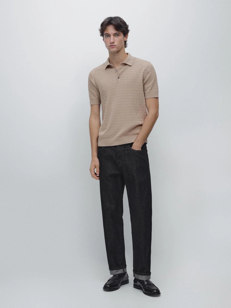 Поло с крупной вязкой из 100% хлопка