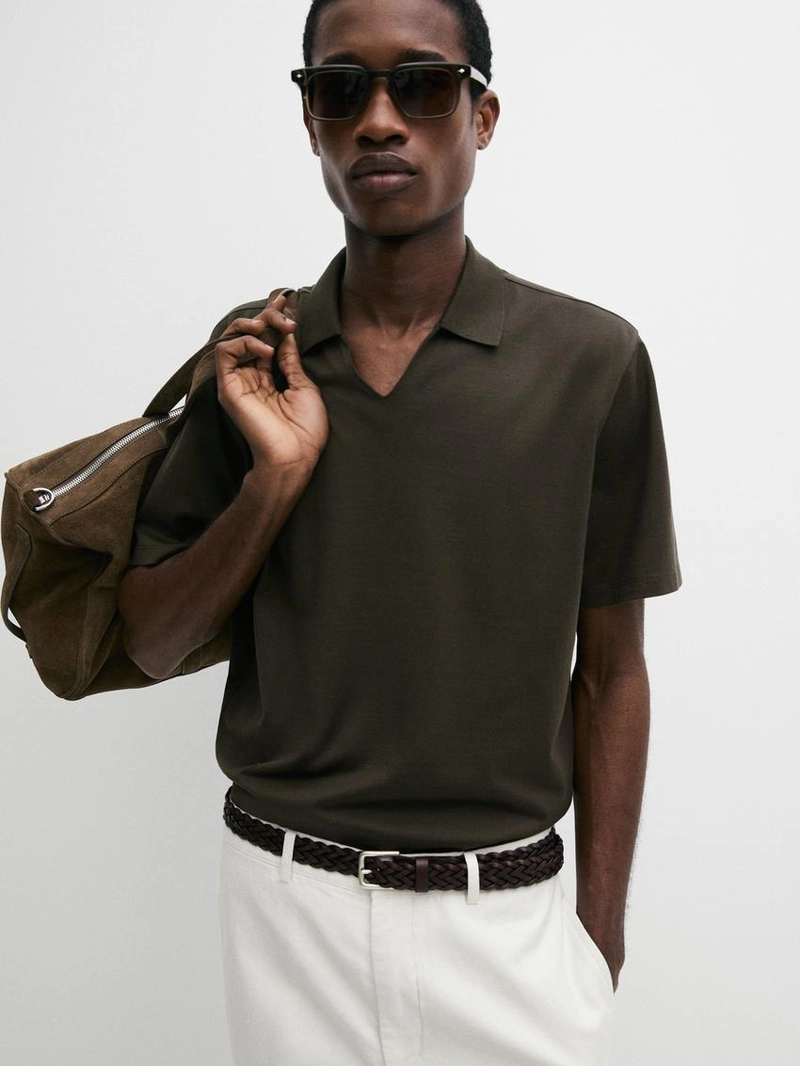 Поло с v-образным вырезом из хлопка