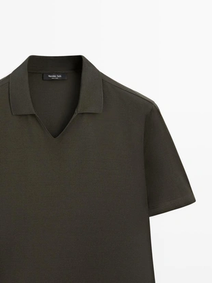 Поло с v-образным вырезом из хлопка- Заказать в России