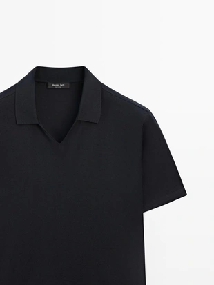 Поло с v-образным вырезом из хлопка- Заказать в России