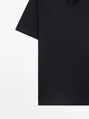 Поло с v-образным вырезом из хлопка- Заказать в России