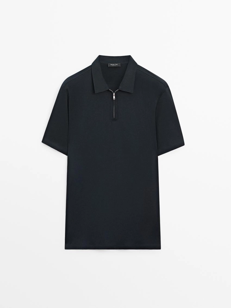 Поло с коротким рукавом и деталями на молнии