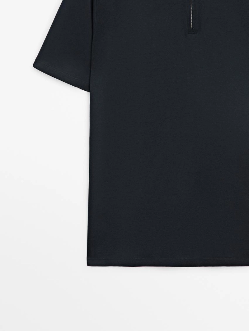 Поло с коротким рукавом и деталями на молнии