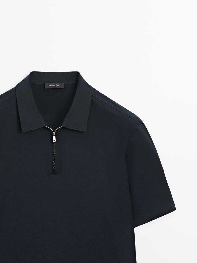 Поло с коротким рукавом и деталями на молнии