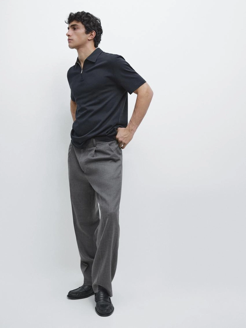 Поло с коротким рукавом и деталями на молнии