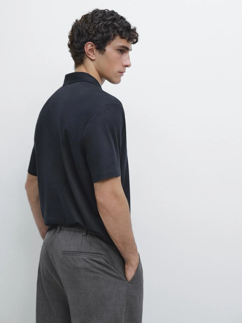 Поло с коротким рукавом и деталями на молнии