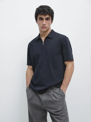 Поло с коротким рукавом и деталями на молнии- Заказать в России