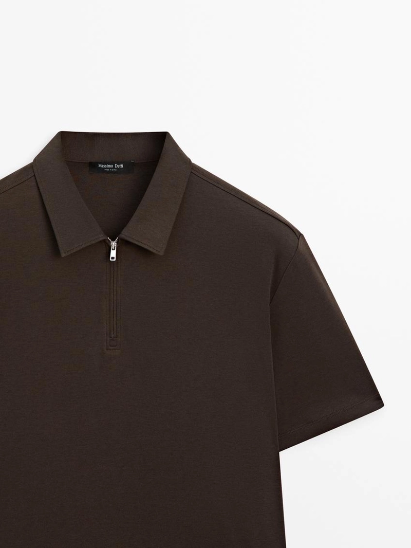 Поло с коротким рукавом и молнией