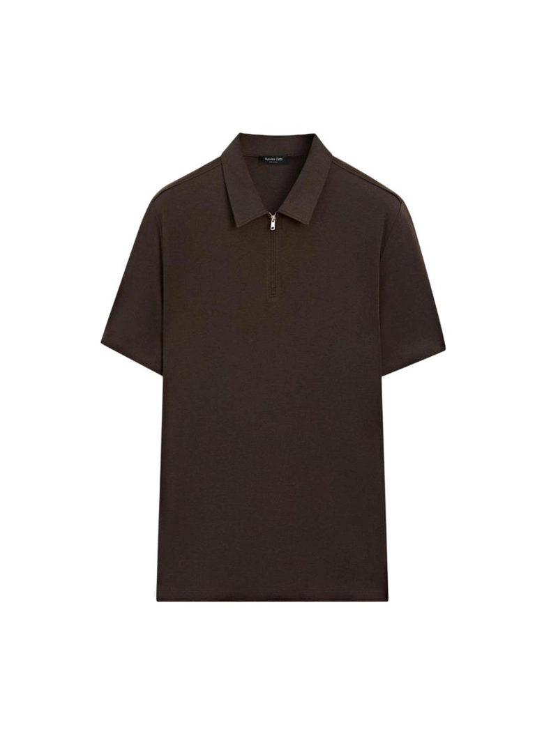 Поло с коротким рукавом и молнией