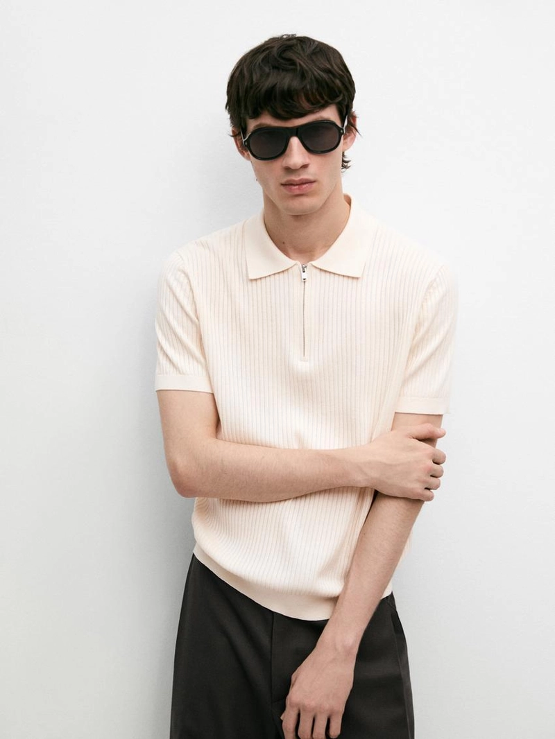 Свитер-поло с застежкой-молнией на четверть