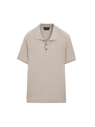 Поло-свитер из хлопкового микса с косами- Заказать в России