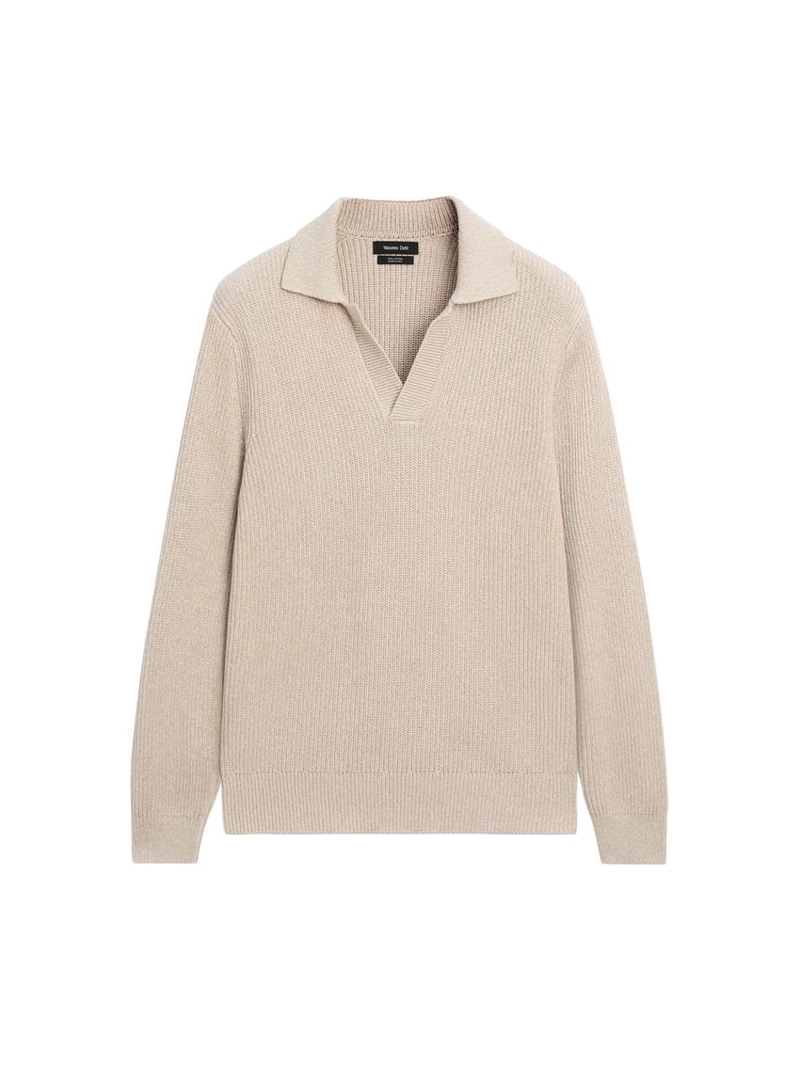 Свитер-поло из хлопкового вязаного полотна