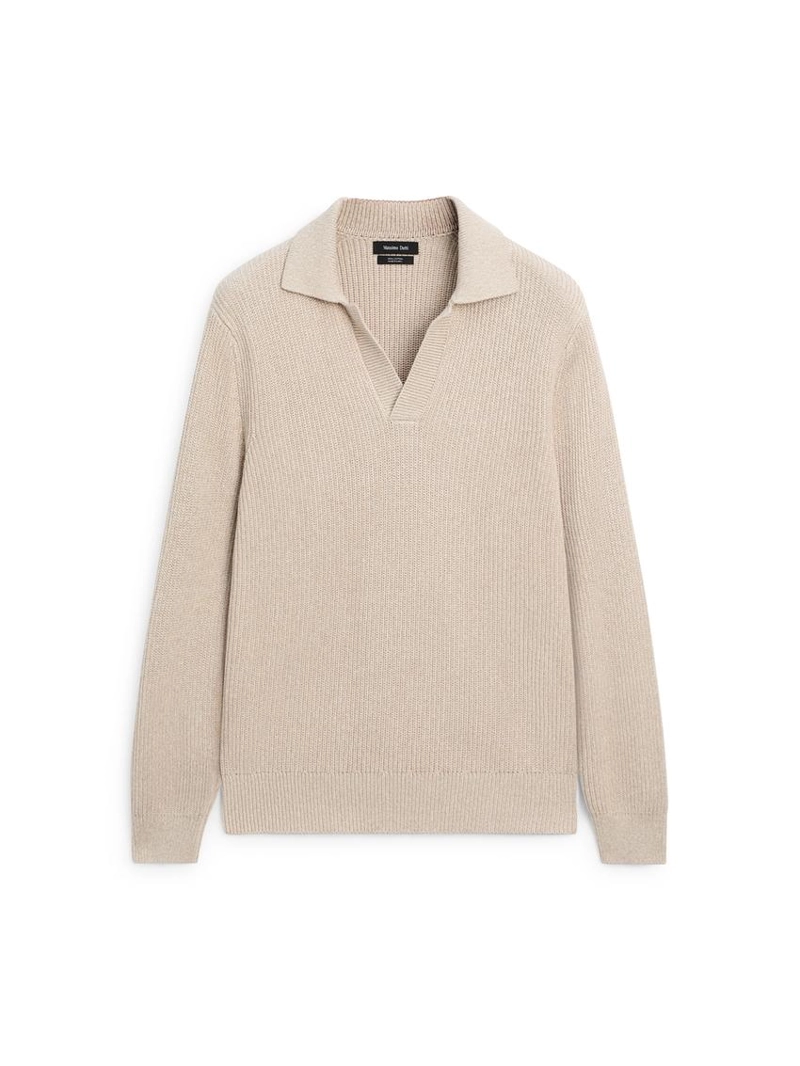 Свитер-поло из хлопкового вязаного полотна