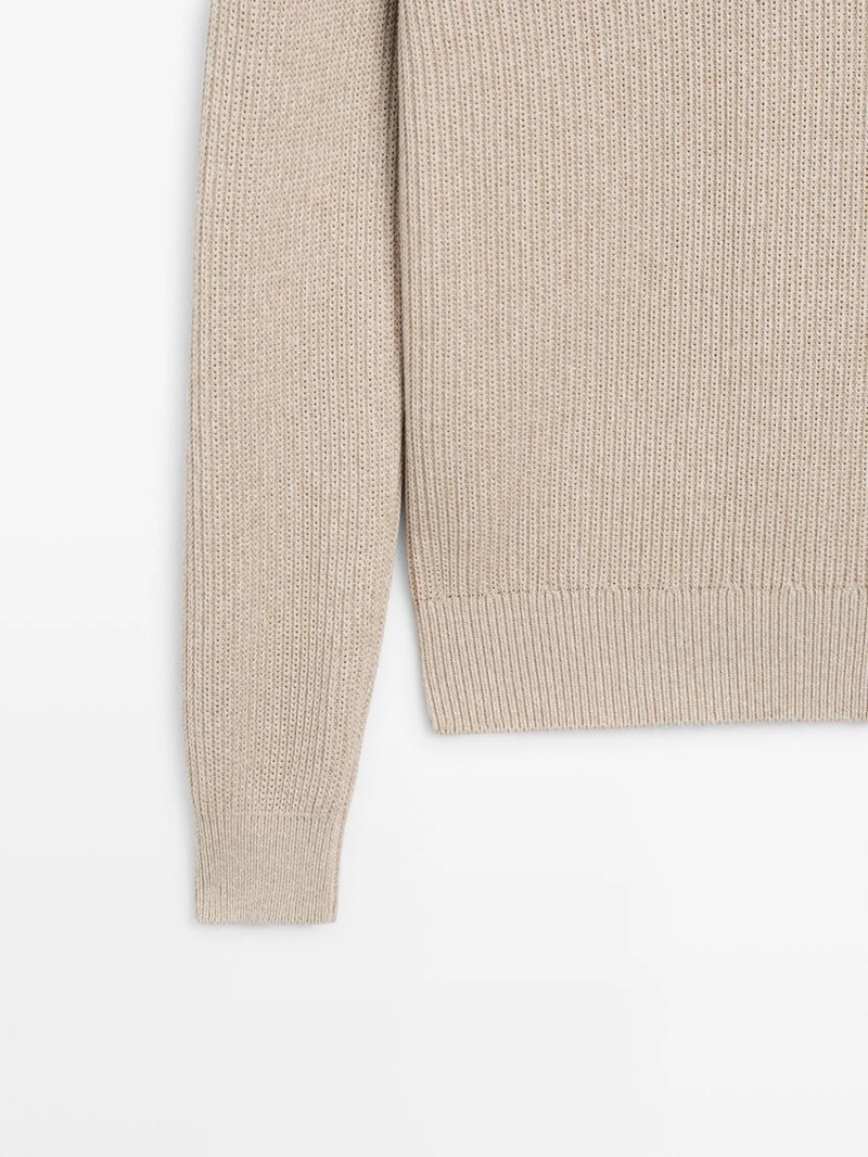 Свитер-поло из хлопкового вязаного полотна