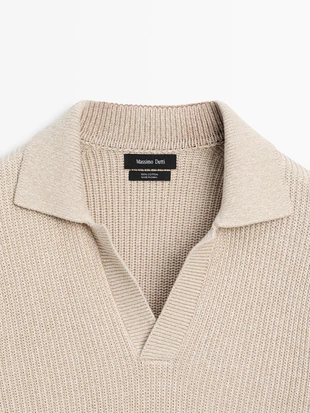 Свитер-поло из хлопкового вязаного полотна- Заказать в России