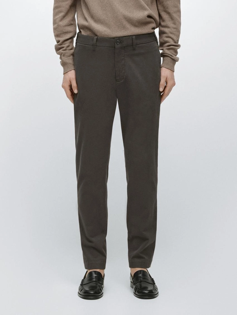 Брюки slim fit из хлопкового смесового материала