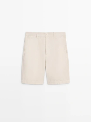 Хлопковые бермуды с деталями на поясе- Заказать в России