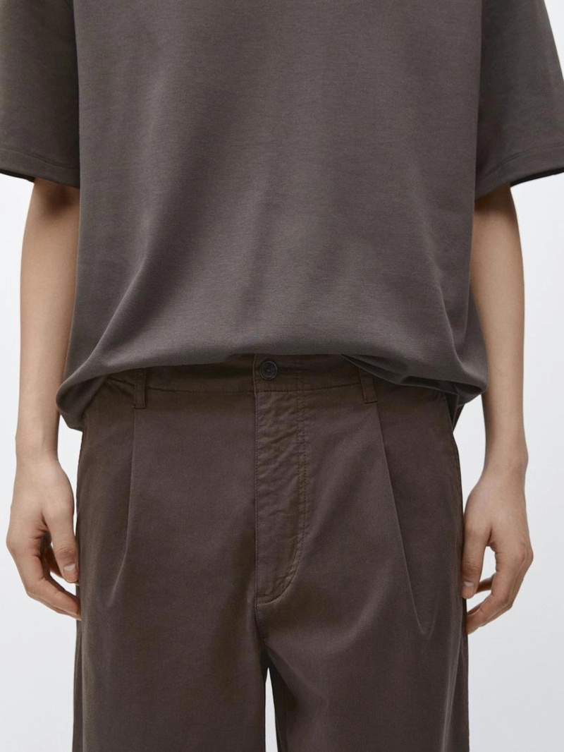 Хлопковые брюки в стиле barrel fit из смесовой ткани