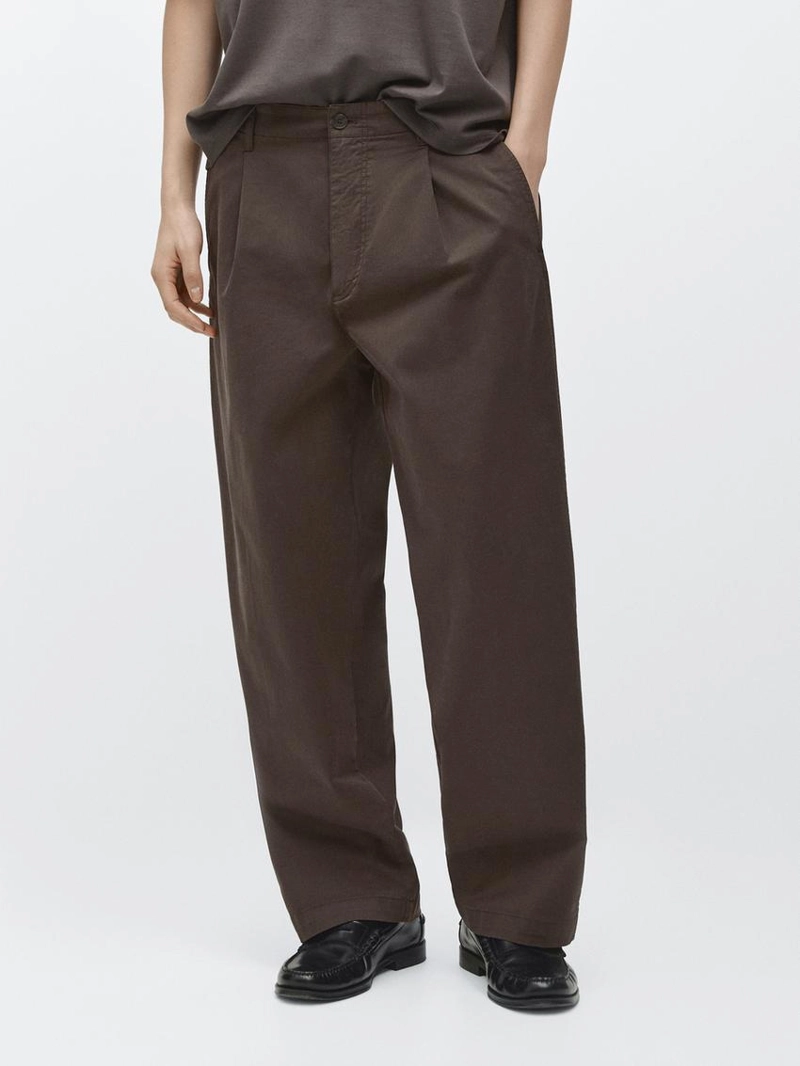 Хлопковые брюки в стиле barrel fit из смесовой ткани