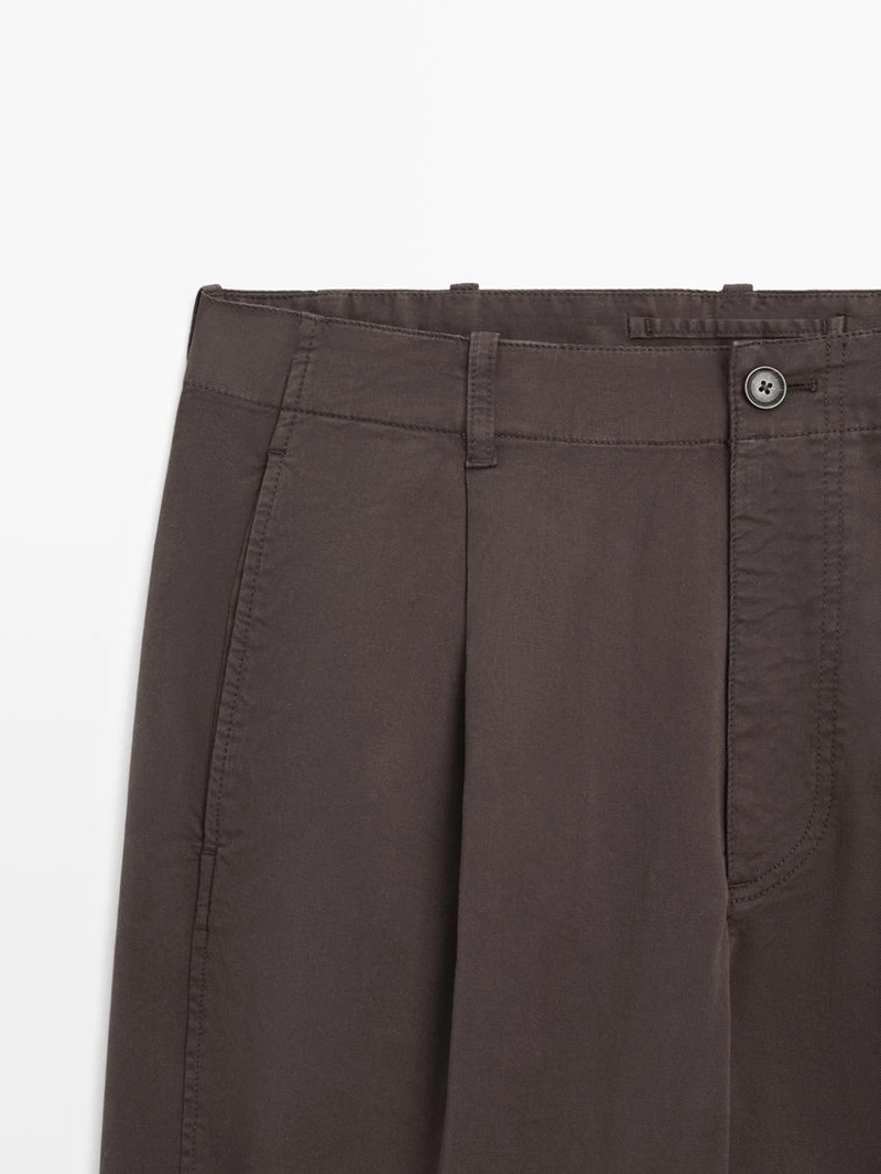 Хлопковые брюки в стиле barrel fit из смесовой ткани