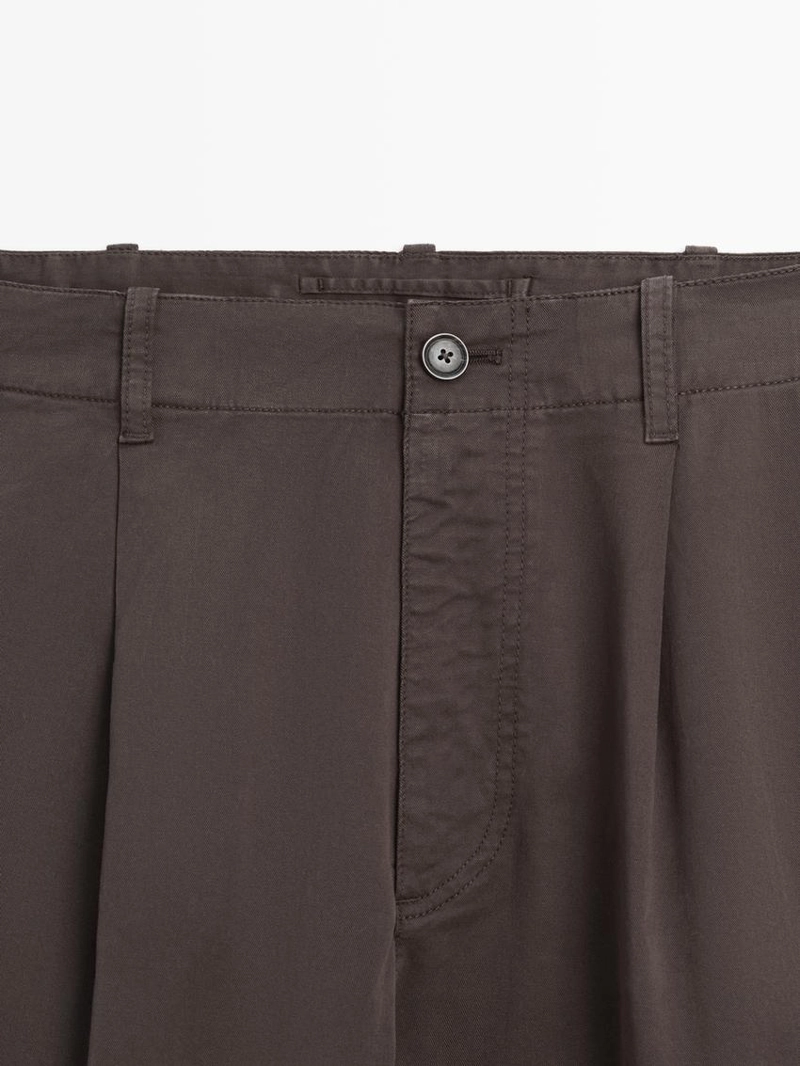 Хлопковые брюки в стиле barrel fit из смесовой ткани