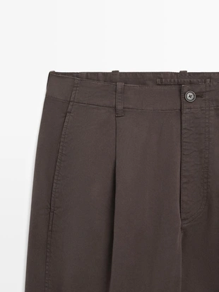 Хлопковые брюки в стиле barrel fit из смесовой ткани- Заказать в России