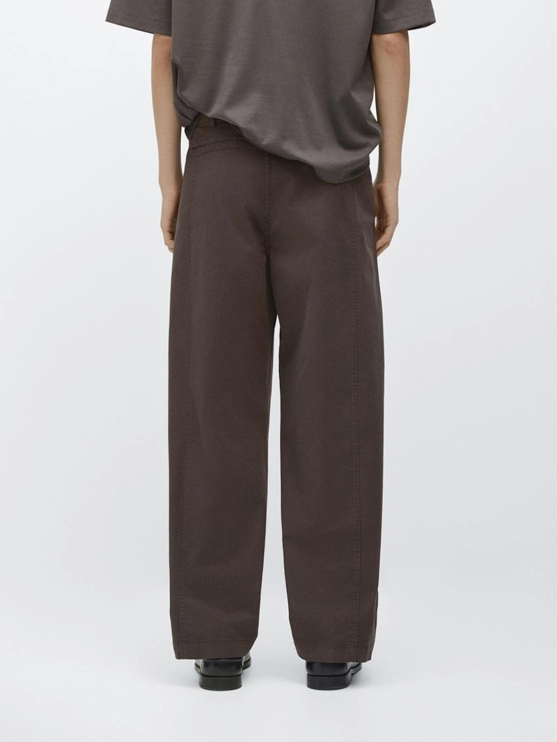 Хлопковые брюки в стиле barrel fit из смесовой ткани