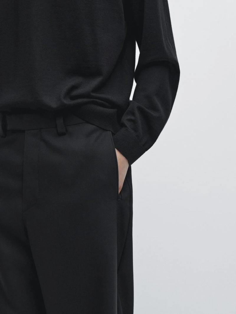 Брюки приталенного кроя из трехслойной шерсти