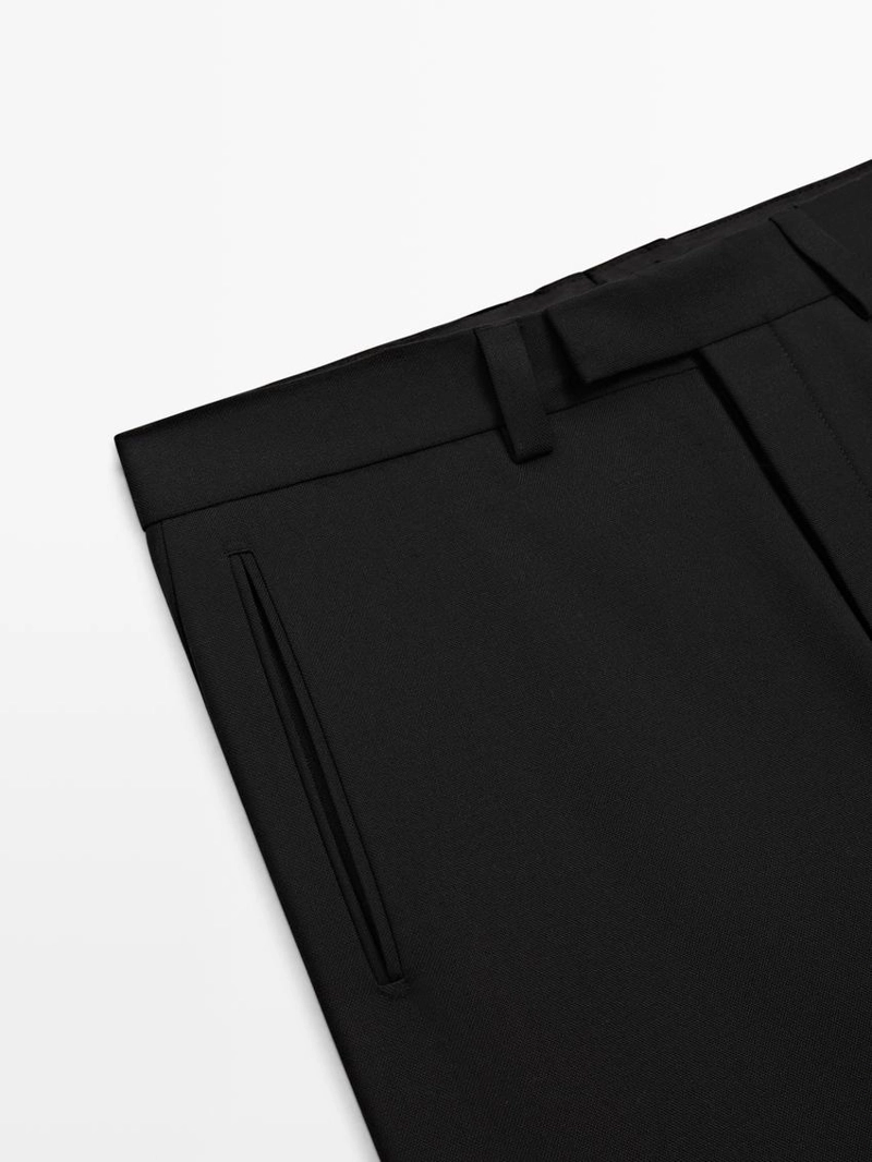 Брюки приталенного кроя из трехслойной шерсти