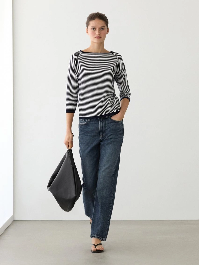 Джемпер с полосками из хлопкового трикотажа