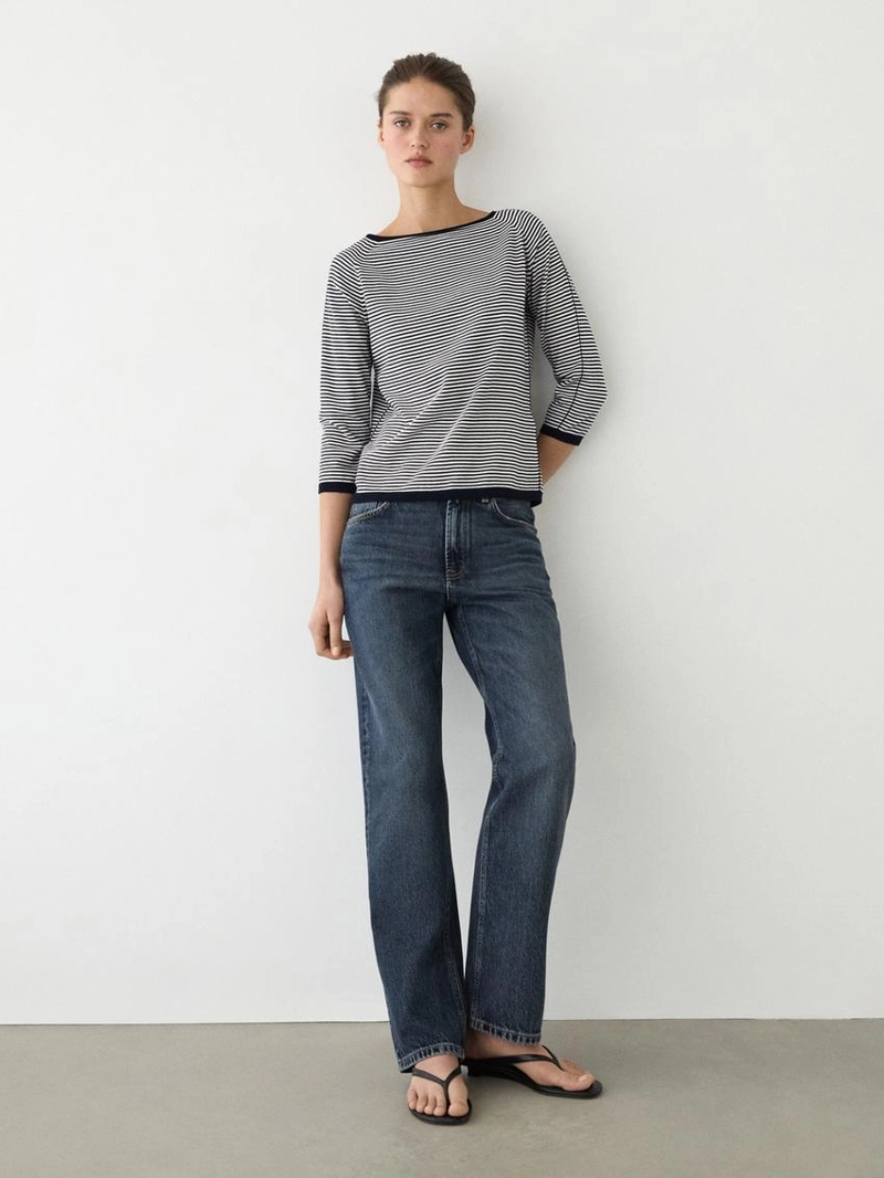 Джемпер с полосками из хлопкового трикотажа