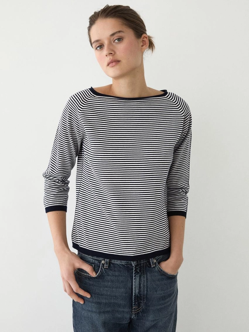 Джемпер с полосками из хлопкового трикотажа