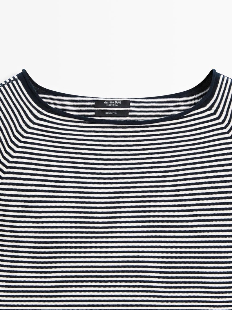 Джемпер с полосками из хлопкового трикотажа