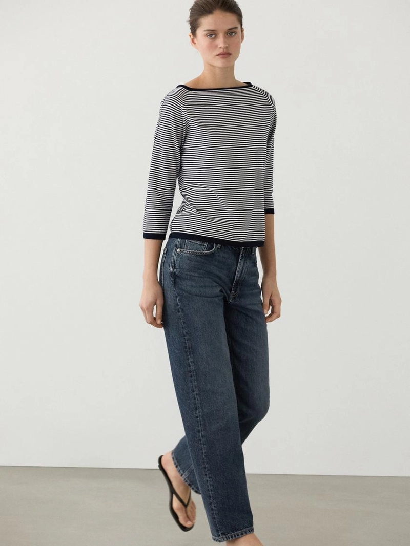 Джемпер с полосками из хлопкового трикотажа