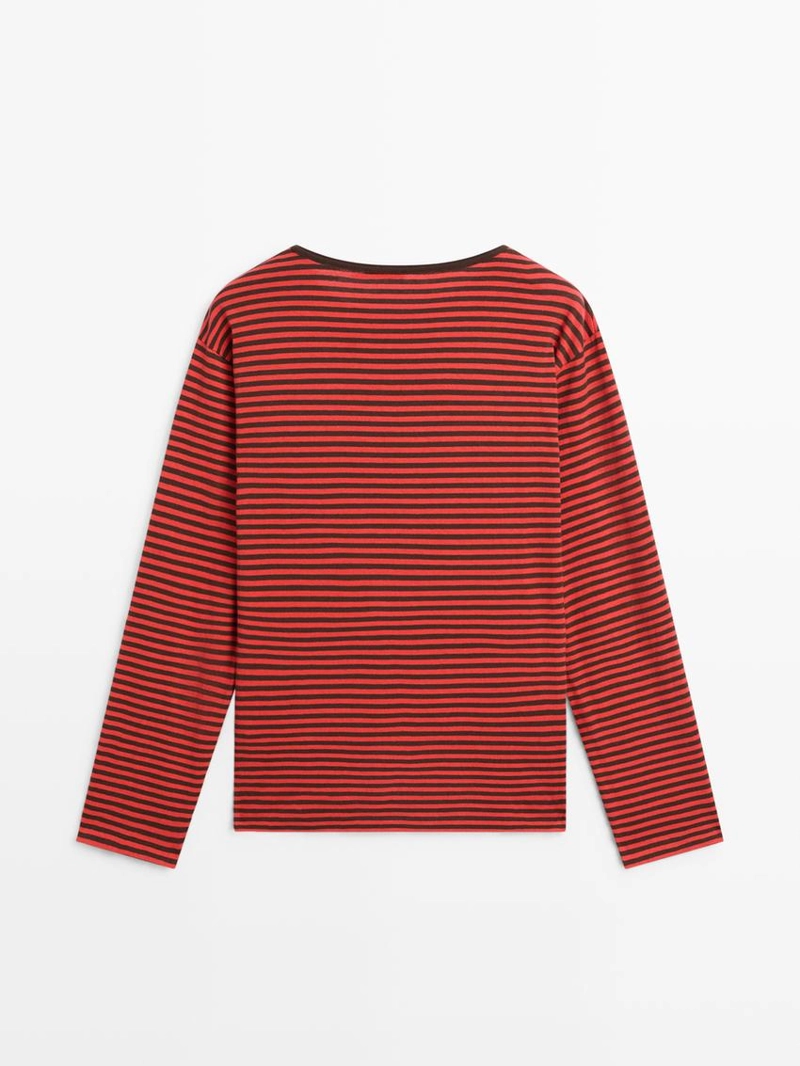 Полосатая футболка из хлопка с длинным рукавом