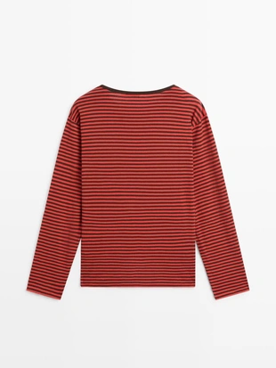Полосатая футболка из хлопка с длинным рукавом- Заказать в России