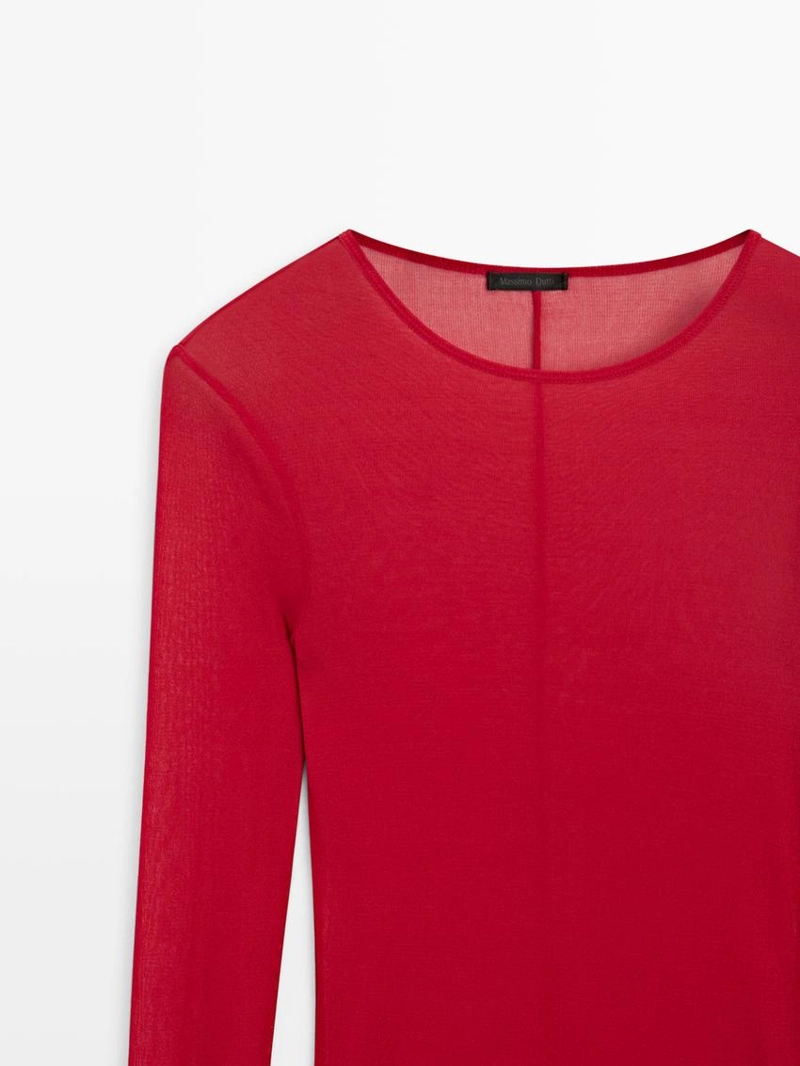 Футболка с длинным рукавом из шелка