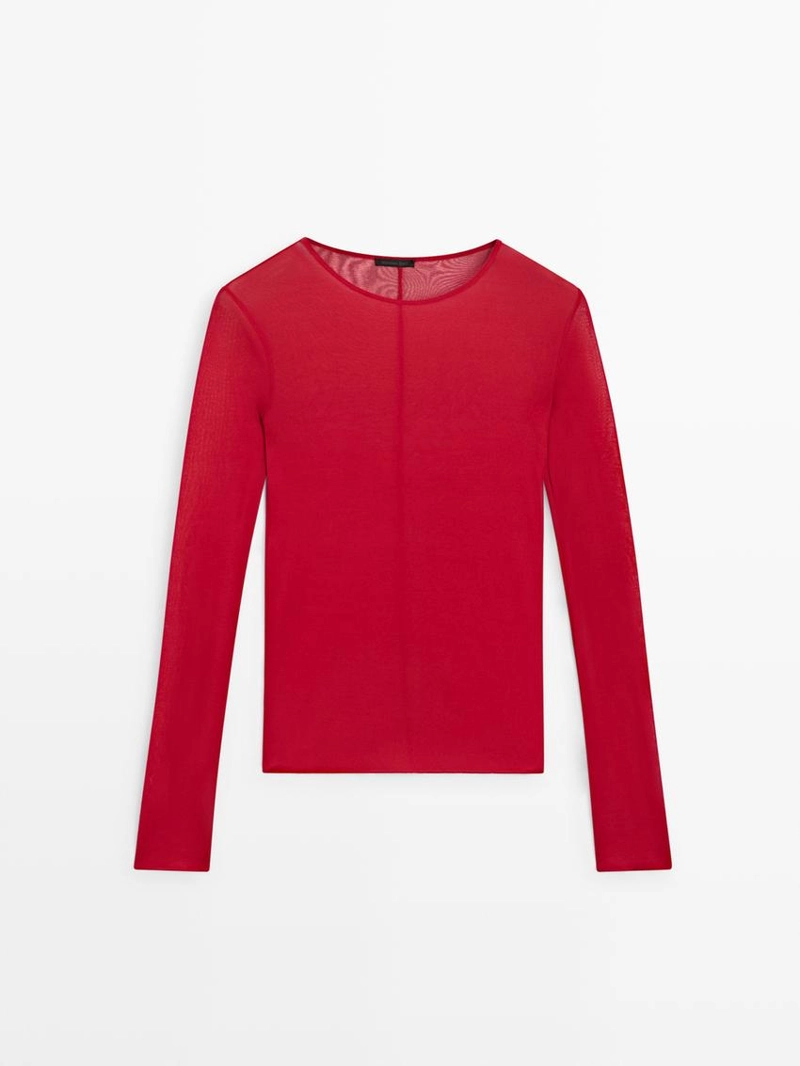 Футболка с длинным рукавом из шелка