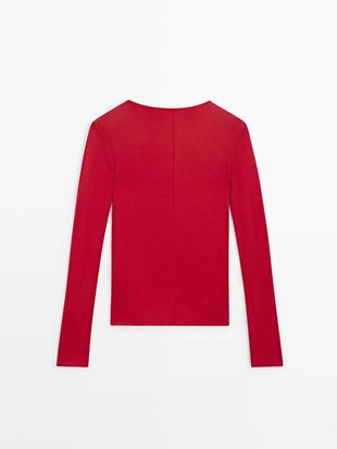 Футболка с длинным рукавом из шелка- Заказать в России